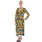 Cowboy Skeleton With Gun Illustration Velvet Maxi Wrap Dress