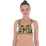 Cowboy Skeleton With Gun Illustration Cross String Back Sports Bra