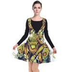 Cowboy Skeleton With Gun Illustration Plunge Pinafore Dress