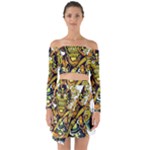 Cowboy Skeleton With Gun Illustration Off Shoulder Top with Skirt Set
