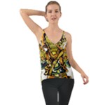 Cowboy Skeleton With Gun Illustration Chiffon Cami