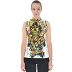 Cowboy Skeleton With Gun Illustration Mock Neck Shell Top