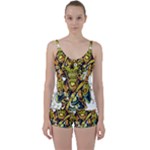 Cowboy Skeleton With Gun Illustration Tie Front Two Piece Tankini