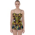 Cowboy Skeleton With Gun Illustration Babydoll Tankini Set