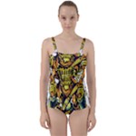 Cowboy Skeleton With Gun Illustration Twist Front Tankini Set