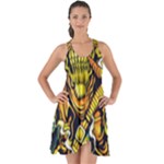 Cowboy Skeleton With Gun Illustration Show Some Back Chiffon Dress