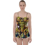 Cowboy Skeleton With Gun Illustration Babydoll Tankini Top