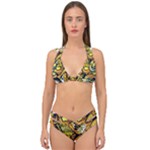 Cowboy Skeleton With Gun Illustration Double Strap Halter Bikini Set