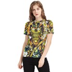 Cowboy Skeleton With Gun Illustration Women s Short Sleeve Rash Guard