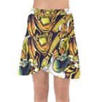 Cowboy Skeleton With Gun Illustration Wrap Front Skirt