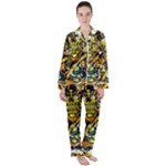 Cowboy Skeleton With Gun Illustration Women s Long Sleeve Satin Pajamas Set	