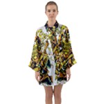 Cowboy Skeleton With Gun Illustration Long Sleeve Satin Kimono