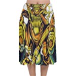 Cowboy Skeleton With Gun Illustration Velvet Flared Midi Skirt