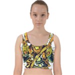 Cowboy Skeleton With Gun Illustration Velvet Racer Back Crop Top