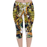Cowboy Skeleton With Gun Illustration Velvet Capri Leggings 