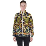 Cowboy Skeleton With Gun Illustration Women s High Neck Windbreaker