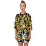 Cowboy Skeleton With Gun Illustration Half Sleeve Chiffon Kimono