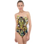Cowboy Skeleton With Gun Illustration Classic One Shoulder Swimsuit