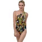 Cowboy Skeleton With Gun Illustration To One Side Swimsuit