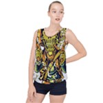 Cowboy Skeleton With Gun Illustration Bubble Hem Chiffon Tank Top