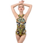 Cowboy Skeleton With Gun Illustration Cross Front Low Back Swimsuit