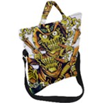 Cowboy Skeleton With Gun Illustration Fold Over Handle Tote Bag