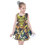 Cowboy Skeleton With Gun Illustration Kids  Summer Dress