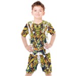 Cowboy Skeleton With Gun Illustration Kids  T-Shirt and Shorts Set