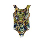 Cowboy Skeleton With Gun Illustration Kids  Frill Swimsuit