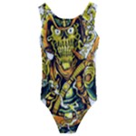Cowboy Skeleton With Gun Illustration Kids  Cut-Out Back One Piece Swimsuit