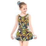 Cowboy Skeleton With Gun Illustration Kids  Skater Dress Swimsuit