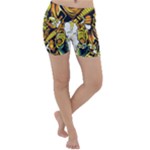 Cowboy Skeleton With Gun Illustration Lightweight Velour Yoga Shorts