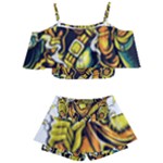 Cowboy Skeleton With Gun Illustration Kids  Off Shoulder Skirt Bikini