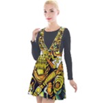 Cowboy Skeleton With Gun Illustration Plunge Pinafore Velour Dress