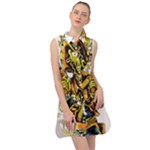 Cowboy Skeleton With Gun Illustration Sleeveless Shirt Dress