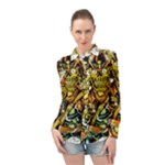 Cowboy Skeleton With Gun Illustration Long Sleeve Chiffon Shirt