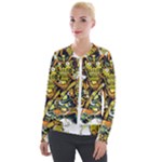 Cowboy Skeleton With Gun Illustration Velvet Zip Up Jacket