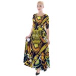 Cowboy Skeleton With Gun Illustration Half Sleeves Maxi Dress