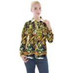 Cowboy Skeleton With Gun Illustration Women s Long Sleeve Pocket Shirt