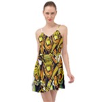 Cowboy Skeleton With Gun Illustration Summer Time Chiffon Dress