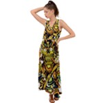 Cowboy Skeleton With Gun Illustration V-Neck Chiffon Maxi Dress