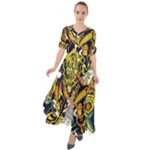 Cowboy Skeleton With Gun Illustration Waist Tie Boho Maxi Dress