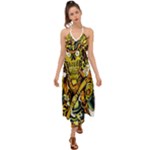 Cowboy Skeleton With Gun Illustration Halter Tie Back Dress 