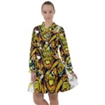 Cowboy Skeleton With Gun Illustration All Frills Chiffon Dress