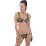 Cowboy Skeleton With Gun Illustration Ring Detail Crop Bikini Set