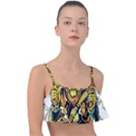 Cowboy Skeleton With Gun Illustration Frill Bikini Top