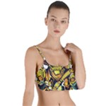 Cowboy Skeleton With Gun Illustration Layered Top Bikini Top 