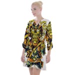 Cowboy Skeleton With Gun Illustration Open Neck Shift Dress