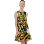Cowboy Skeleton With Gun Illustration Frill Swing Dress