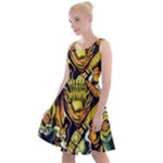 Cowboy Skeleton With Gun Illustration Knee Length Skater Dress